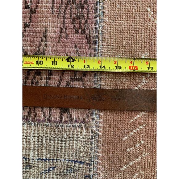 Men's Banana Republic dark brown leather belt silver rectangle buckle Medium - Picture 3 of 8